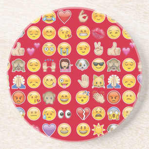 rode emoji zandsteen onderzetter