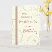 Rode en Beige Dochter in Recht Verjaardag Kaart (Gele Bloem)