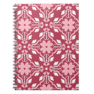 Rode en beige florale achtergrond. naadloos gekleu notitieboek
