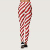Rode en Beige Witte Streep Kerstvakantie Leggings (Achterkant)