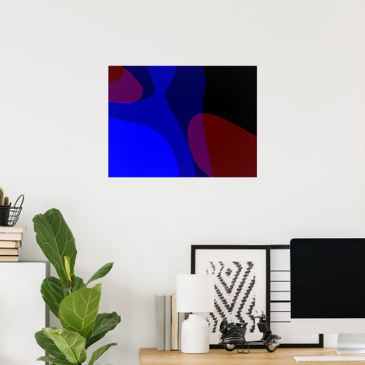 Rode en blauwe Abstracte art 601 Poster (Thuiskantoor)