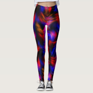 Rode en blauwe Abstracte Zwemmen Leggings