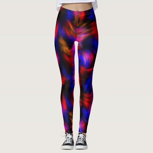 Rode en blauwe Abstracte Zwemmen Leggings (Voorkant)