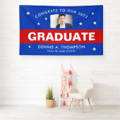 Rode en blauwe Afstuderen Custo Spandoek (Insitu)