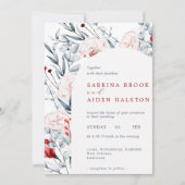 Rode en blauwe bloem bloemenboog bruiloft kaart (Voorkant)