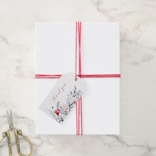 Rode en blauwe bloem bloemenbruiloft bedankt cadeaulabel (Met Touw)