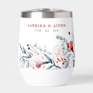 Rode en blauwe bloemen bruiloft