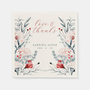 Rode en blauwe bloemen bruiloft servet