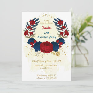 rode en blauwe bloemen goudbladeren verjaart kaart