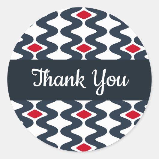 Rode en Blauwe Golflijn Bedankt Sticker (Voorkant)