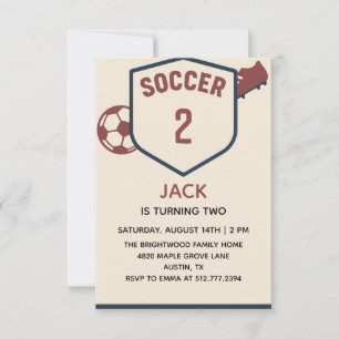 Rode en Blauwe Jongens Modern Voetbal 2de Feestje Kaart