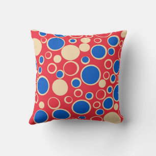 Rode en blauwe kleur Stippen op rood Kussen