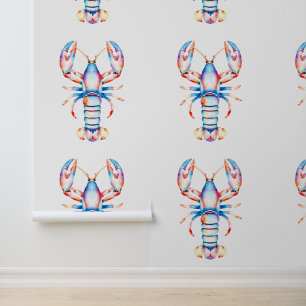 Rode en blauwe kustkrab aan zee behang
