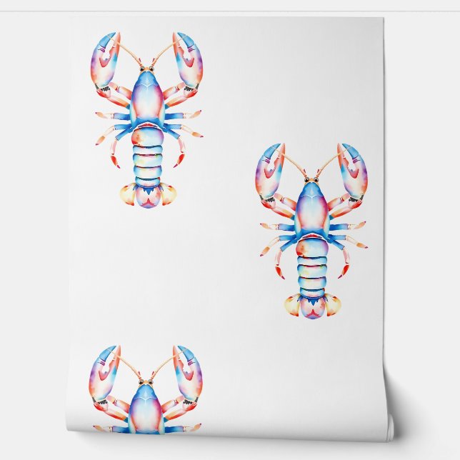 Rode en blauwe kustkrab aan zee behang (Afrollen)