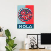Rode en blauwe NOLa-watermeter Poster (Thuiskantoor)