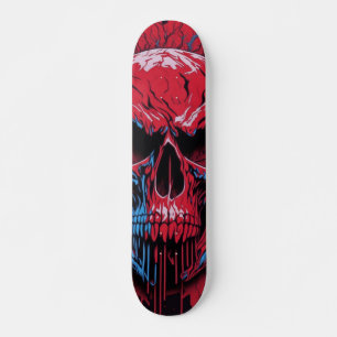 Rode en blauwe schedel - Numb-Skulls Design #3 Skateboard