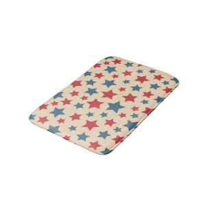 Rode en Blauwe Sterren, 4 juli, Beige Achtergrond Badmat