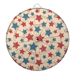 Rode en Blauwe Sterren, 4 juli, Beige Achtergrond Dartbord