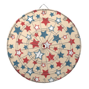 Rode en Blauwe Sterren, 4 juli, Beige Achtergrond Dartbord