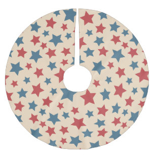 Rode en blauwe sterren, 4 juli, beige achtergrond kerstboom rok