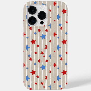 RODE EN BLAUWE STERREN EN GRIJZE EN WITTE STREPEN Case-Mate iPhone 14 PRO MAX HOESJE