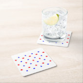 Rode en blauwe sterren - het Patroon van de hemel Vierkante Kartonnen Onderzetter (Insitu)