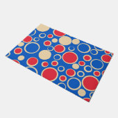 Rode en blauwe Stippen op blauw Deurmat (Schuin)