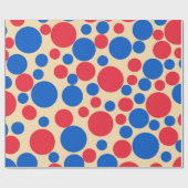 Rode en blauwe Stippen op Tan Cadeaupapier (Vlak)