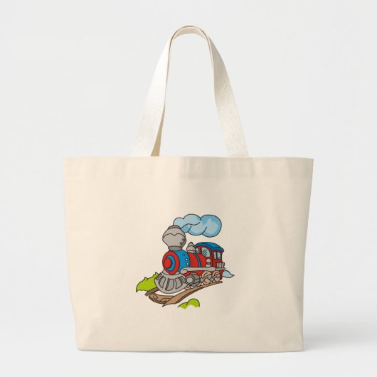 Rode en blauwe trein grote tote bag (Voorkant)
