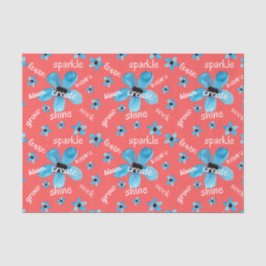 Rode en blauwe Waterverf bloemen met bevingen Tissuepapier