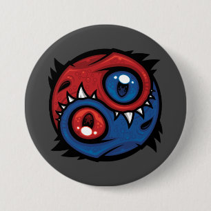Rode en Blauwe Yin Yang Draken Ronde Button 7,6 Cm