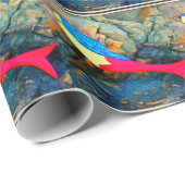 rode en blauwe zeemeermin cadeaupapier (Rol Hoek)