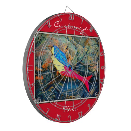 rode en blauwe zeemeermin dartbord (Voorkant Links)