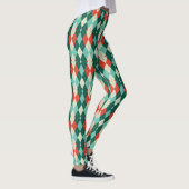Rode en Blauwgroen kerst argyle retro geometrische Leggings (Rechts)