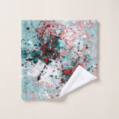 Rode en blauwgroen splatters bad handdoek (Wasdoekje)