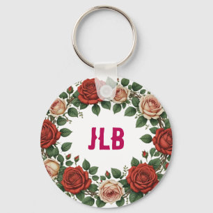 Rode en Blush Rozenkrans Sleutelhanger