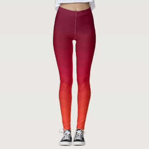 Rode en Bourgondische Ombre Waves Leggings