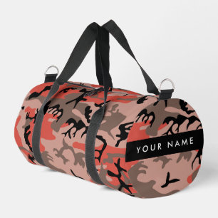 Rode en bruine camouflage Jouw naam personaliseren Plunjezak