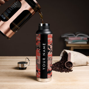 Rode en bruine camouflage Jouw naam personaliseren Waterfles