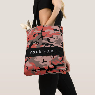 Rode en bruine camouflage Uw naam personaliseren Draagtas