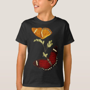 Rode en bruine monarchvlinders - gedetailleerde gr t-shirt