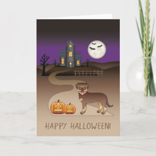 Rode en bruine Rottweiler Halloween Spukhuis Kaart