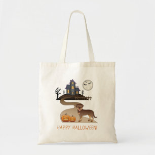 Rode En Bruine Rottweiler Halloween Spukhuis Tote Bag