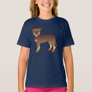 Rode En Bruine Rottweiler Schattige Cartoon Hond T-shirt