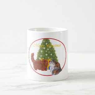 Rode en Calico Perzische Katten Kerstmis Koffiemok
