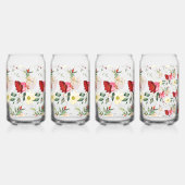 rode en crème bloemen blikvorm glas (Links)