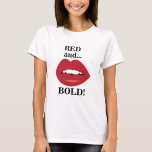 Rode en gedurfde lippen t-shirt