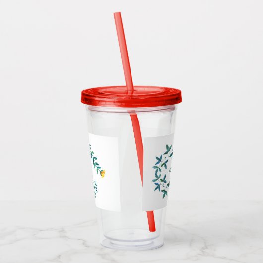 Rode en gele bloem acryl drinkbeker (Links)