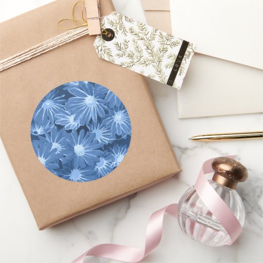 Rode en gele bloemen 3 ronde sticker (Geschenken)