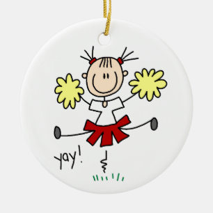 Rode en gele Cheerleader T-shirts en GIfts Keramisch Ornament